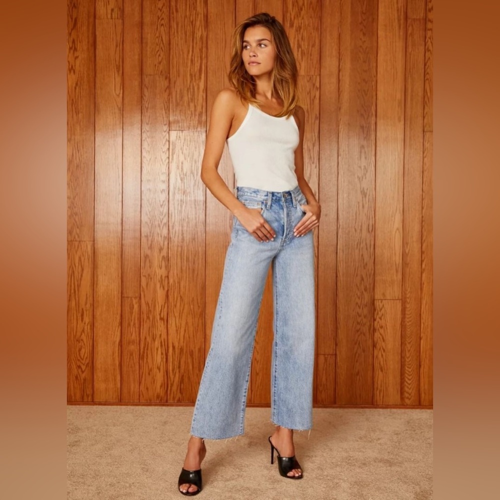 Denim Forum Light Blue Wide Leg Jeans